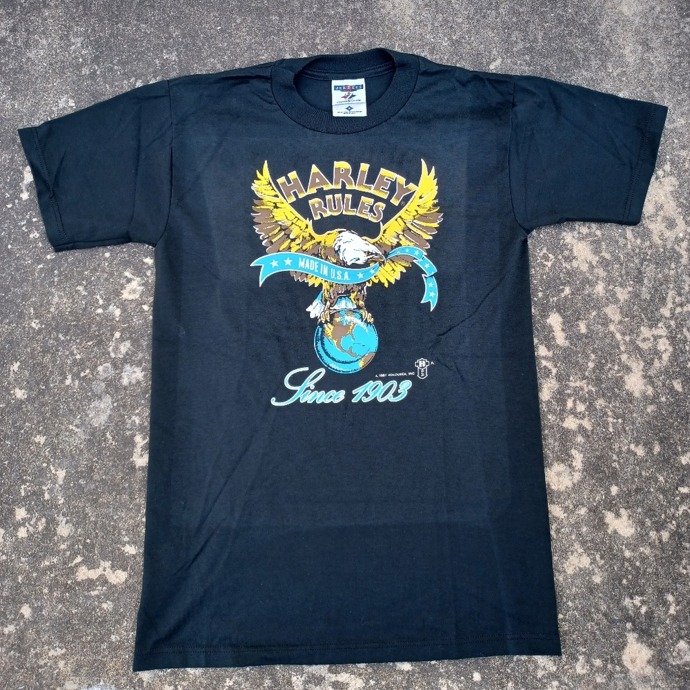 Vintage 1987 Harley Davidson Harley Rules Holoubek T shirt